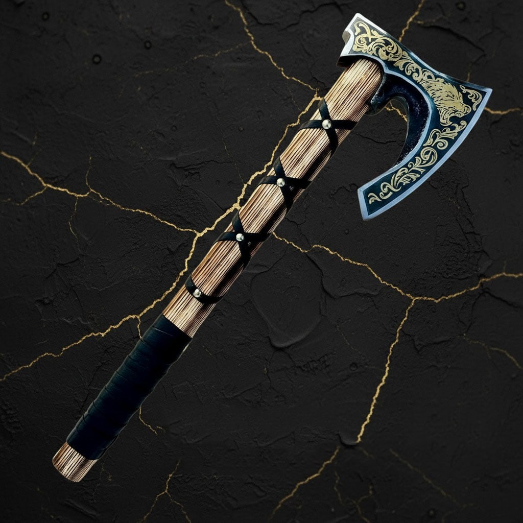 Hand-Forged Carbon Steel Viking Axe Leather Grip Custom Gift Battle Hatchet - 2