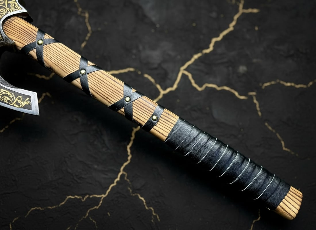 Hand-Forged Carbon Steel Viking Axe Leather Grip Custom Gift Battle Hatchet - 4