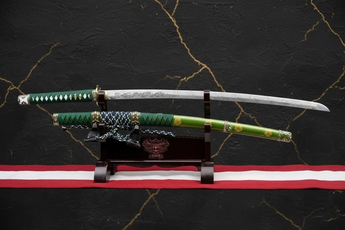 Hand-Forged Damascus Steel Tachi Samurai Blade Full Tang Sharp Japanese Sword - 10