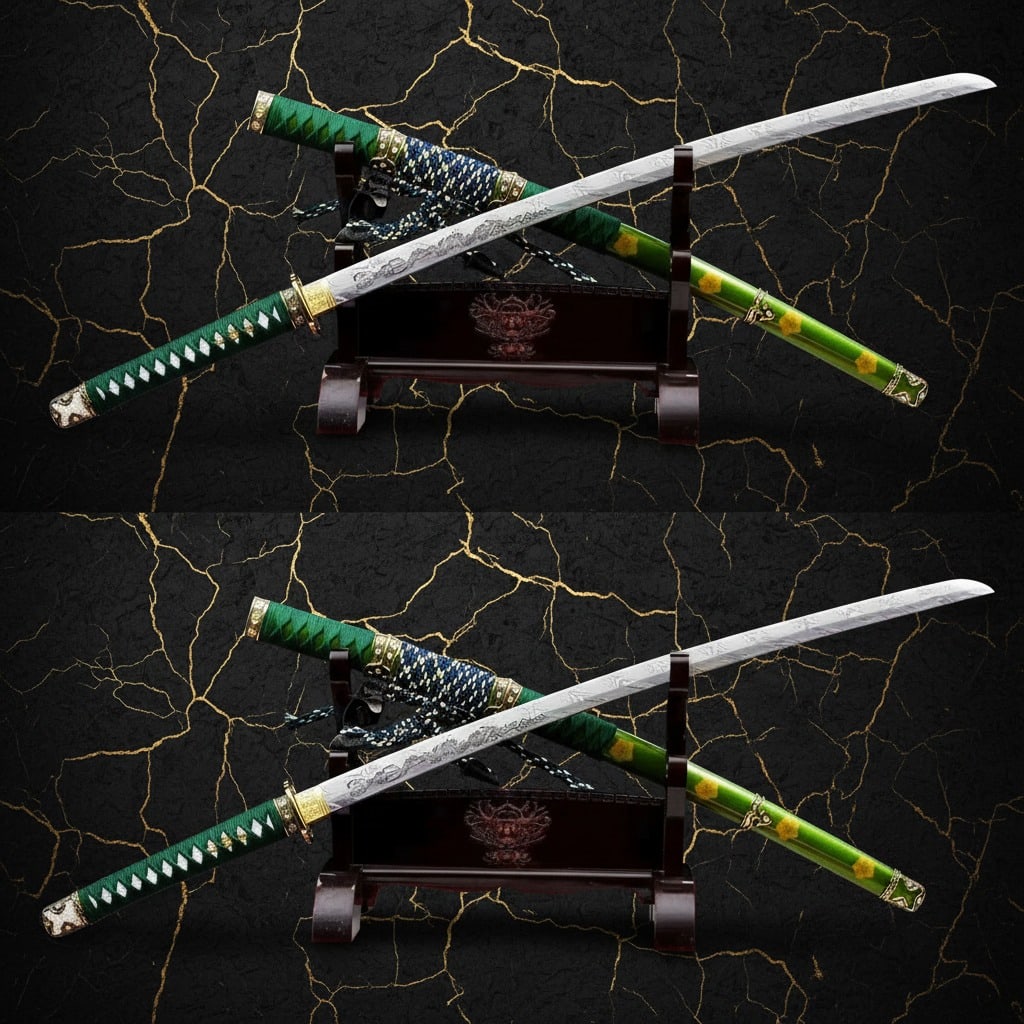 Hand-Forged Damascus Steel Tachi Samurai Blade Full Tang Sharp Japanese Sword (1 of 10)