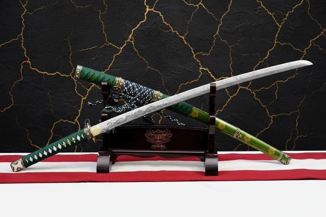 Hand-Forged Damascus Steel Tachi Samurai Blade Full Tang Sharp Japanese Sword - 3