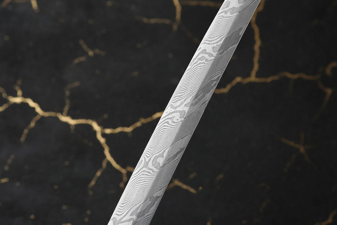 Hand-Forged Damascus Steel Tachi Samurai Blade Full Tang Sharp Japanese Sword - 6