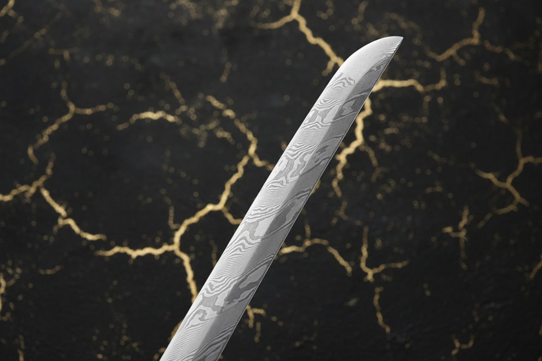 Hand-Forged Damascus Steel Tachi Samurai Blade Full Tang Sharp Japanese Sword - 7