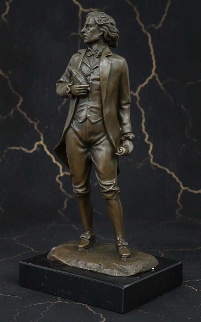 Antique Style Bronze Composer Chopin Statue Figurine Sculpture - 2