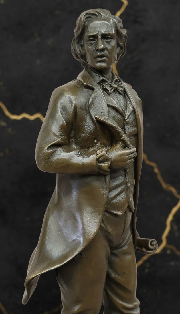 Antique Style Bronze Composer Chopin Statue Figurine Sculpture - 4