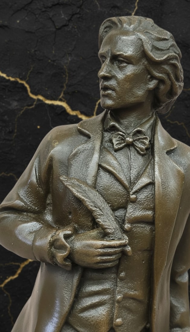 Antique Style Bronze Composer Chopin Statue Figurine Sculpture - 7