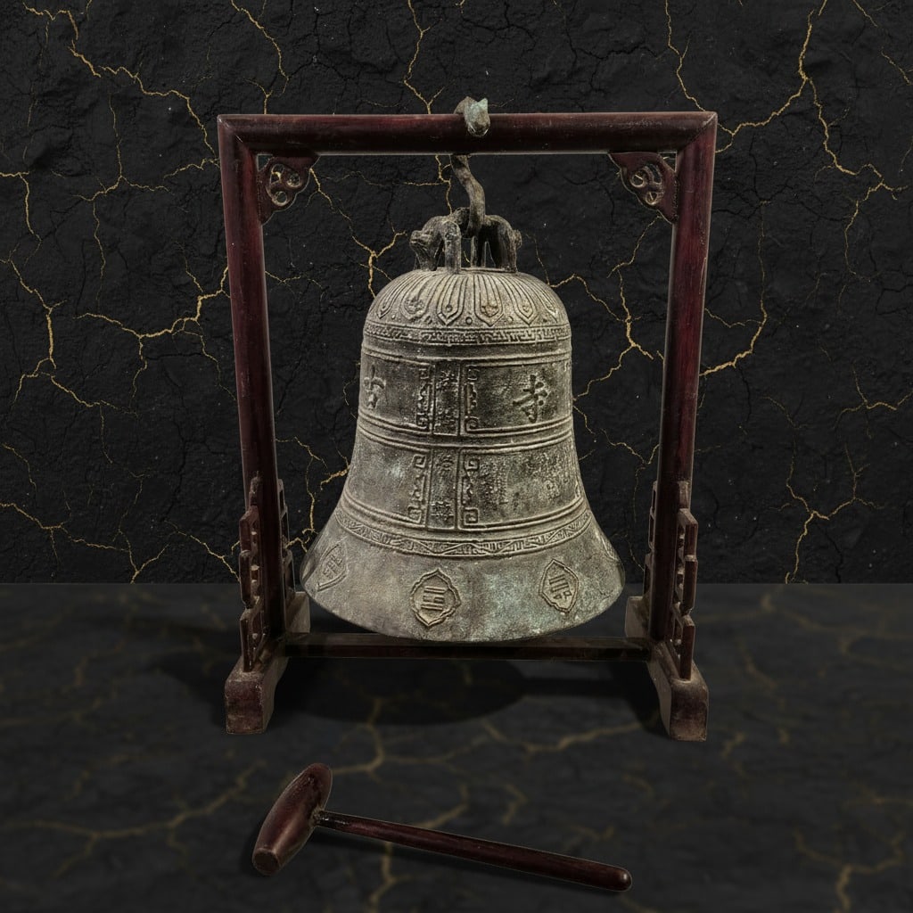 Vintage Chinese Style Green Bronze Bell Museum Replica Circa 1900 (1 of 5)
