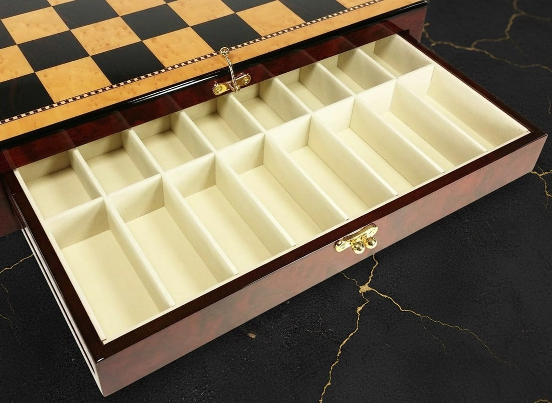 Historical American War Chess Set Walnut Finish Storage Board Game - 2
