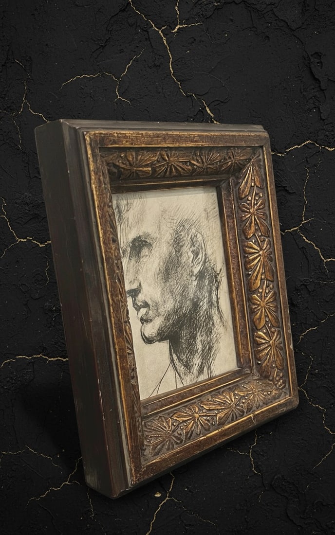Mid-Century Modern Abstract Elderly Man Portrait Sculptural Art Framed Rare - 2