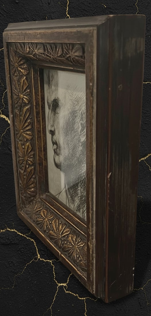 Mid-Century Modern Abstract Elderly Man Portrait Sculptural Art Framed Rare - 3