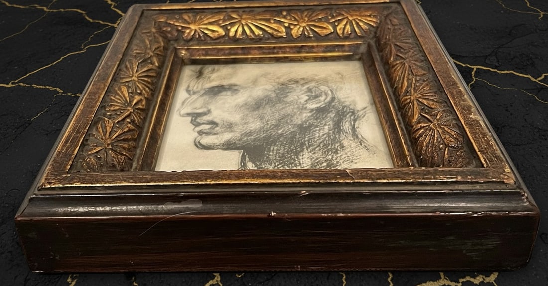 Mid-Century Modern Abstract Elderly Man Portrait Sculptural Art Framed Rare - 5