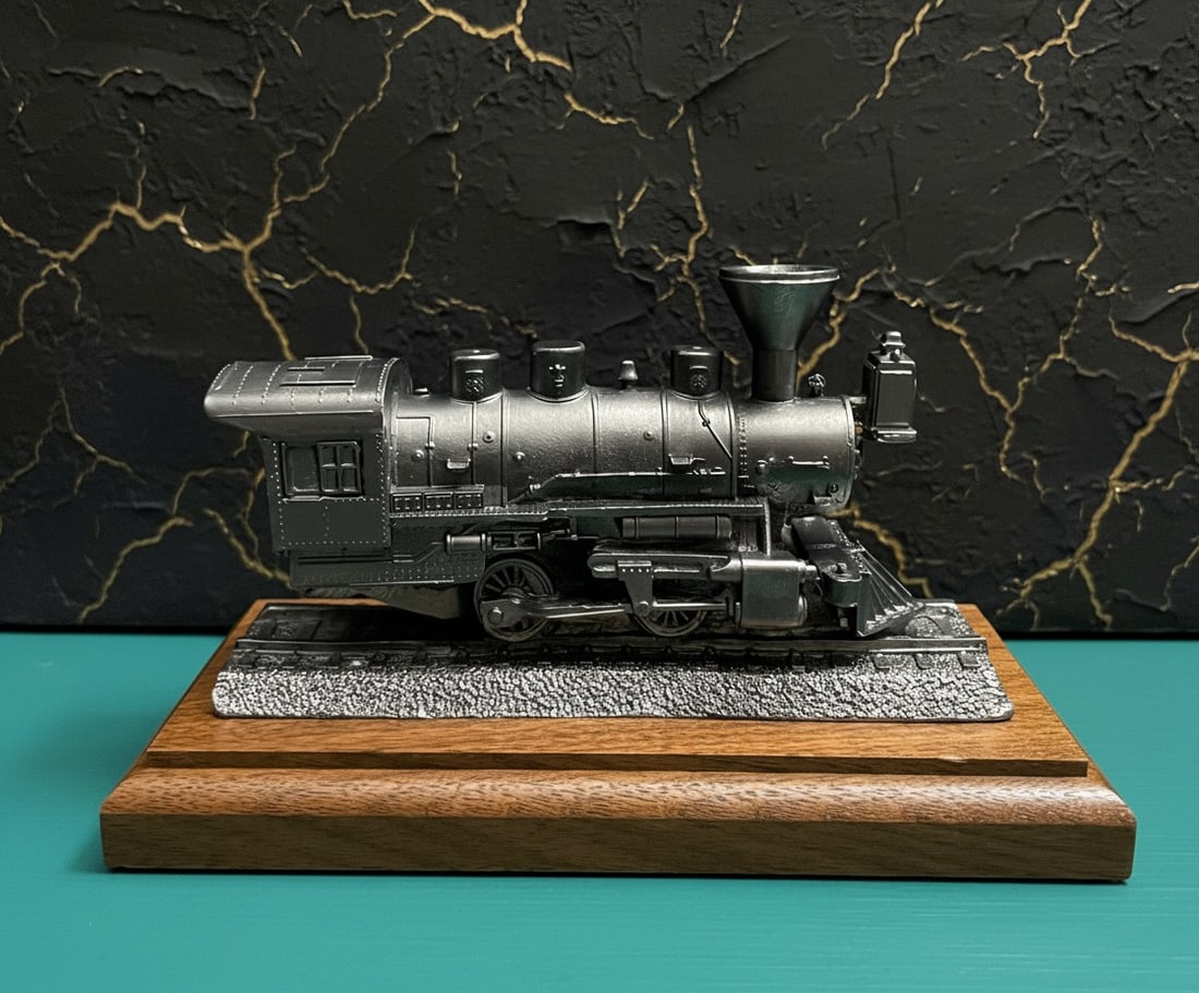 Vintage Pewter Steam Locomotive Model Old Timer 0-4-0 Train Figurine - 4