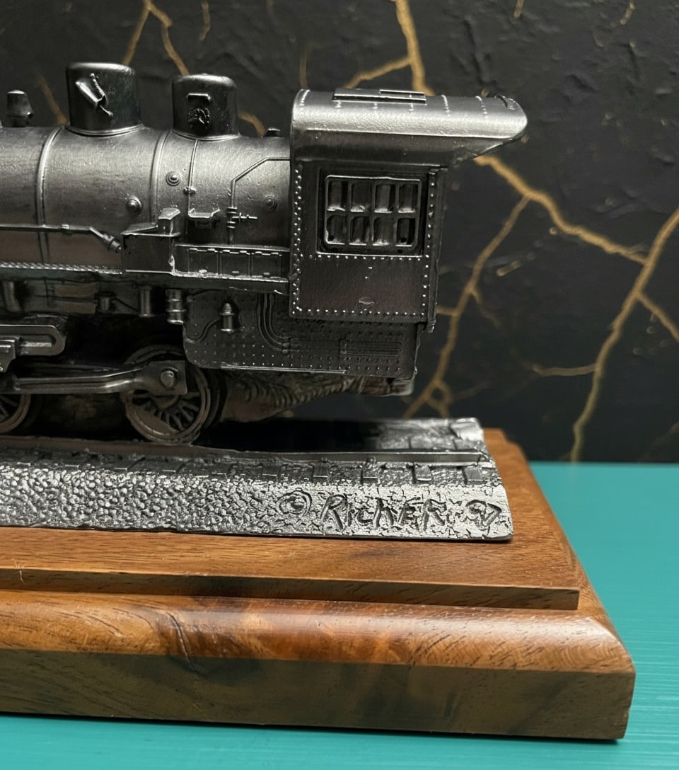 Vintage Pewter Steam Locomotive Model Old Timer 0-4-0 Train Figurine - 5