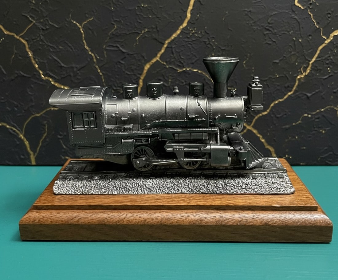 Vintage Pewter Steam Locomotive Model Old Timer 0-4-0 Train Figurine - 6