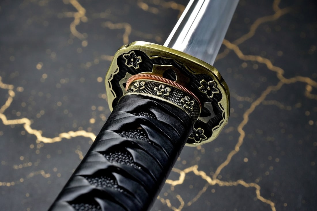 Hand Forged Damascus Folded Steel Japanese Samurai Tachi Sword Rosewood Handle - 4