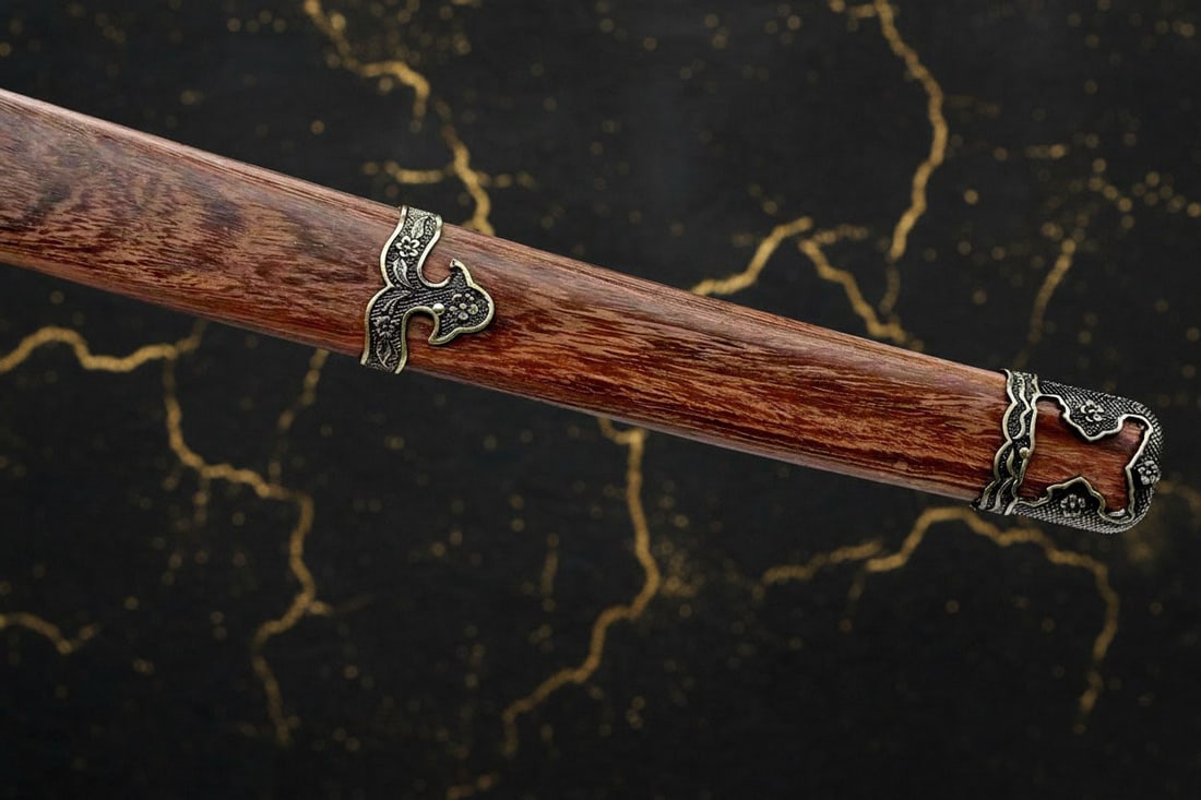 Hand Forged Damascus Folded Steel Japanese Samurai Tachi Sword Rosewood Handle - 6