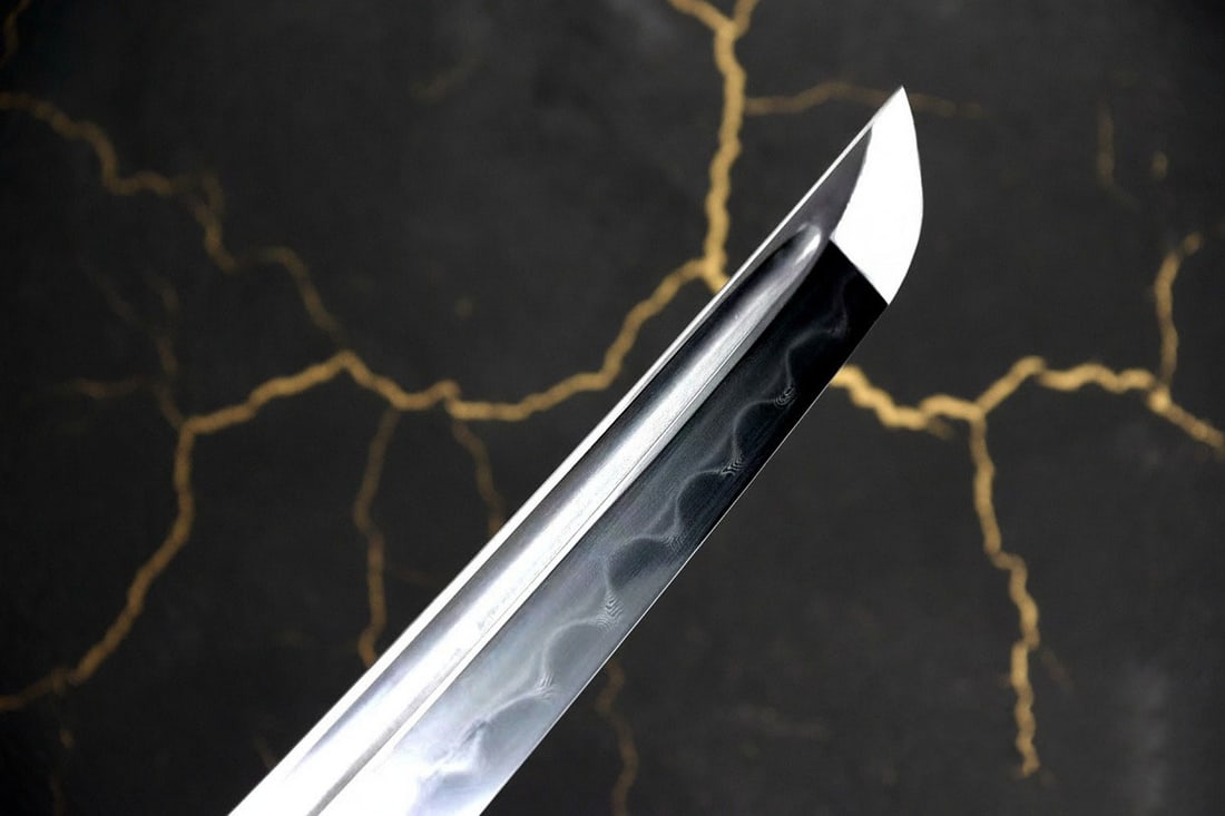 Hand Forged Damascus Folded Steel Japanese Samurai Tachi Sword Rosewood Handle - 7