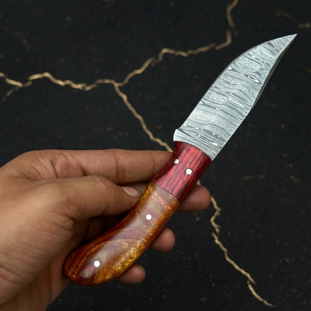 20 Damascus Steel Hunting Knife Set Handmade Fixed Blade With Leather Sheaths - 5