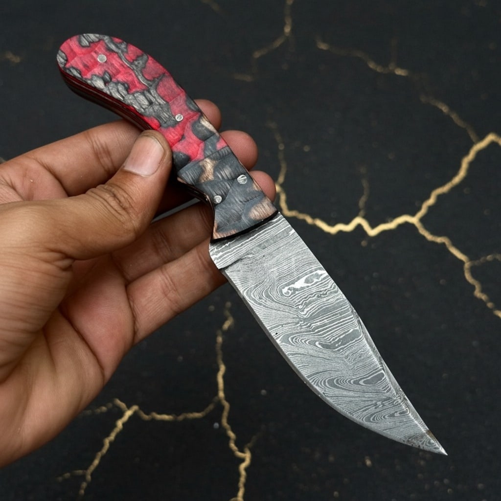 20 Damascus Steel Hunting Knife Set Handmade Fixed Blade With Leather Sheaths - 7