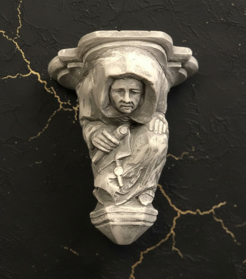 Vintage Style Architectural Monk Corbel Statue Garden Decor Accent (1 of 7)