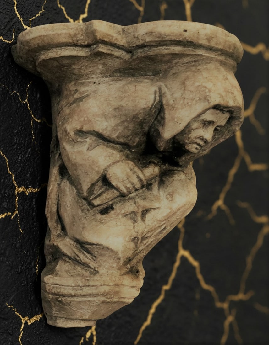 Vintage Style Architectural Monk Corbel Statue Garden Decor Accent - 2
