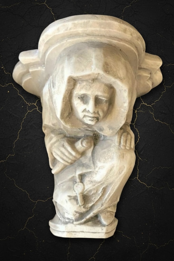 Vintage Style Architectural Monk Corbel Statue Garden Decor Accent - 3
