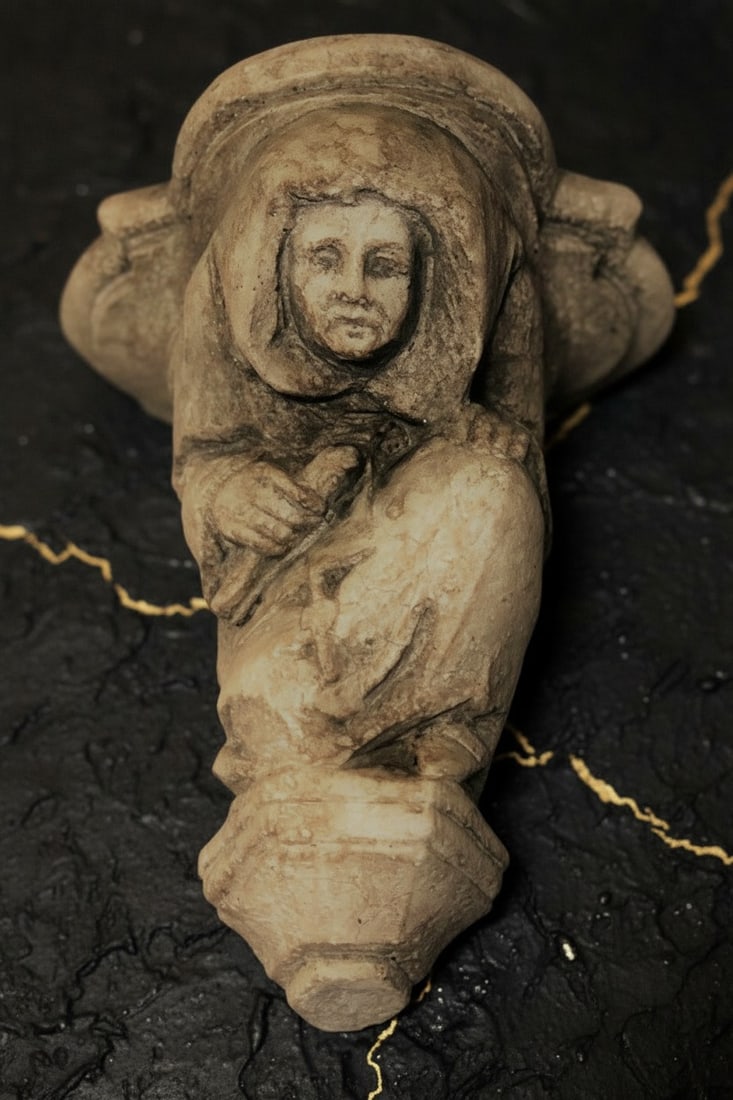 Vintage Style Architectural Monk Corbel Statue Garden Decor Accent - 5