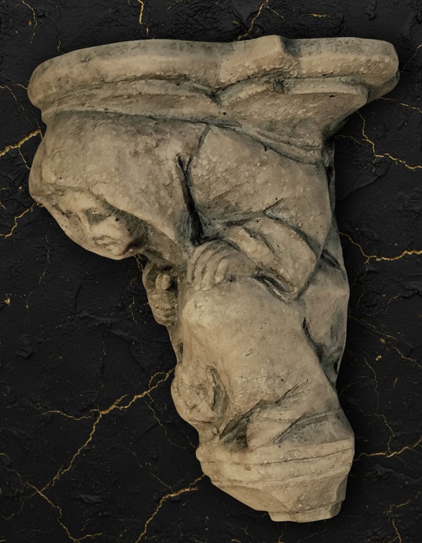 Vintage Style Architectural Monk Corbel Statue Garden Decor Accent - 6