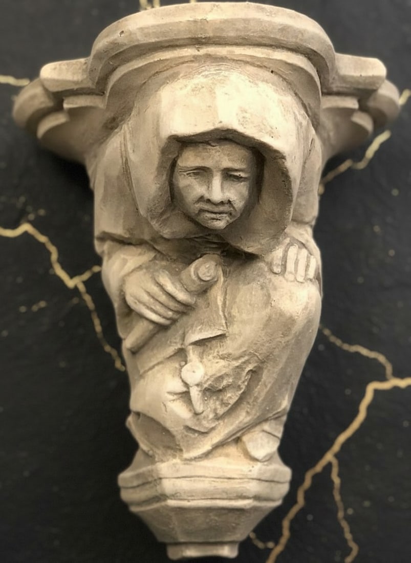 Vintage Style Architectural Monk Corbel Statue Garden Decor Accent - 7
