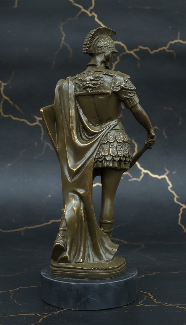 Handmade Ancient Warrior Bronze Statue Classic Soldier Figurine with Sword - 2