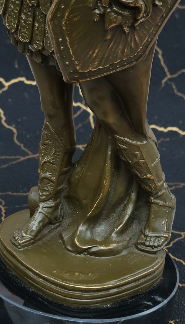 Handmade Ancient Warrior Bronze Statue Classic Soldier Figurine with Sword - 5