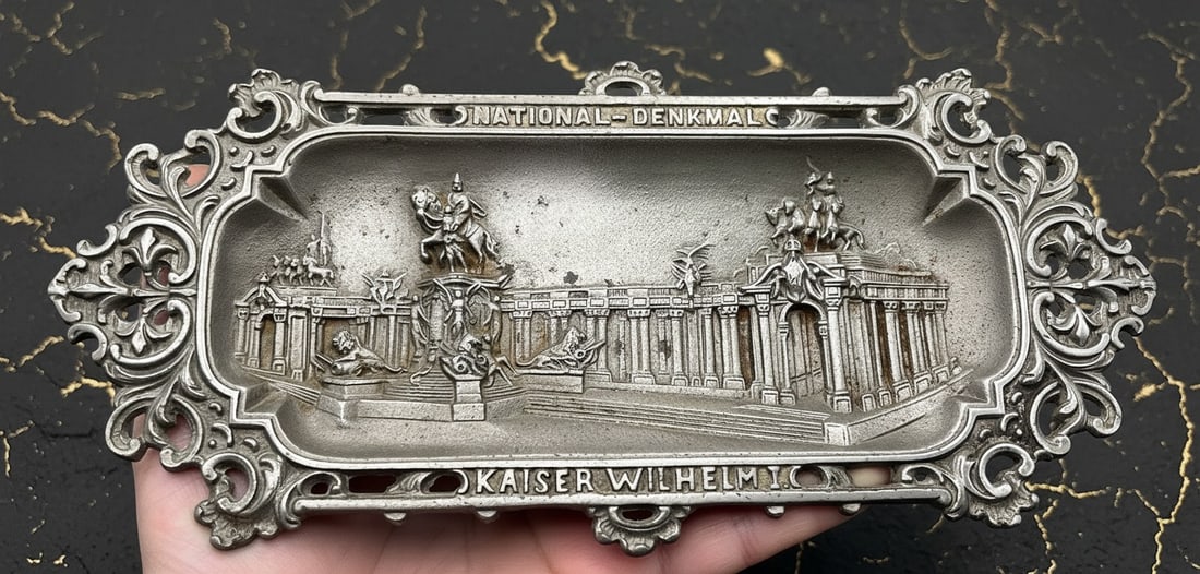 Vintage German Iron Memorial Tray Wilhelm I Commemorative Dish 1797-1897 - 5
