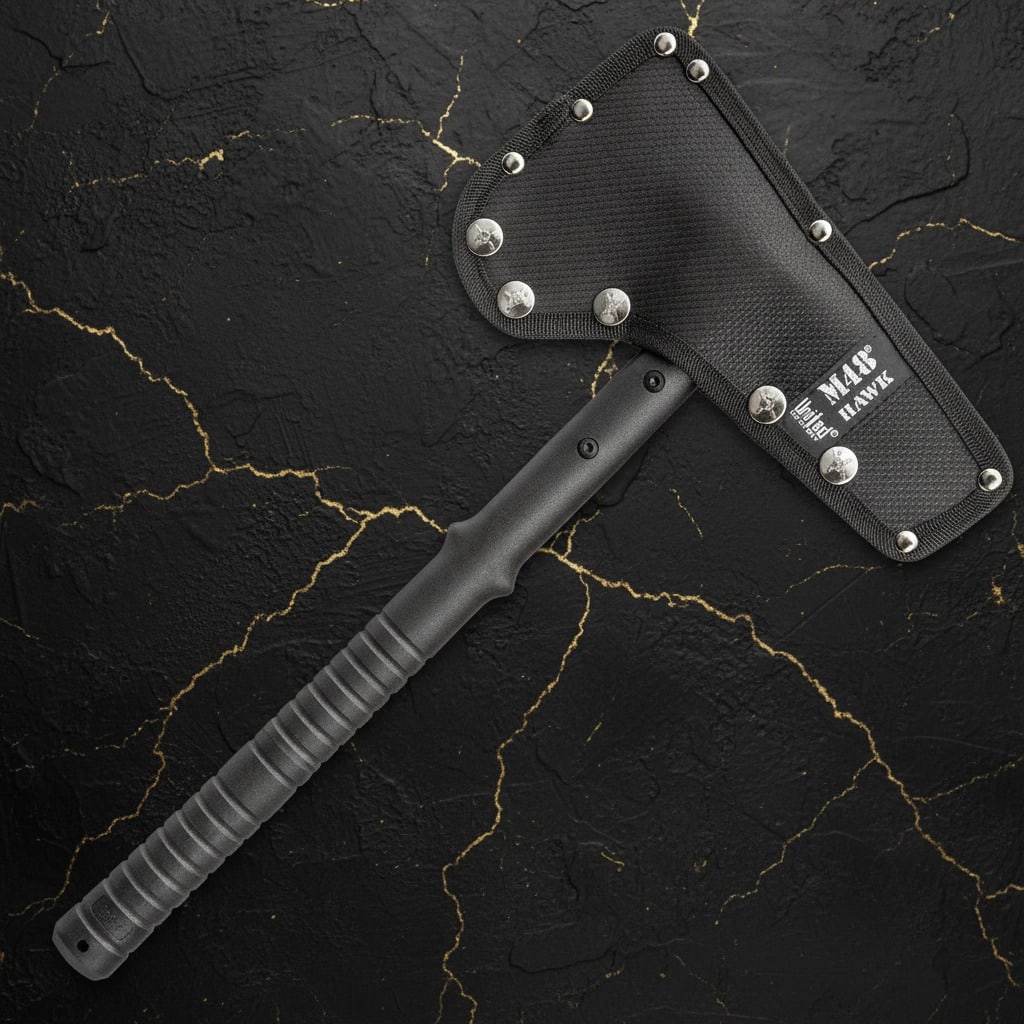 Tactical Blue Survival Tomahawk Throwing Axe with Protective Sheath - 2