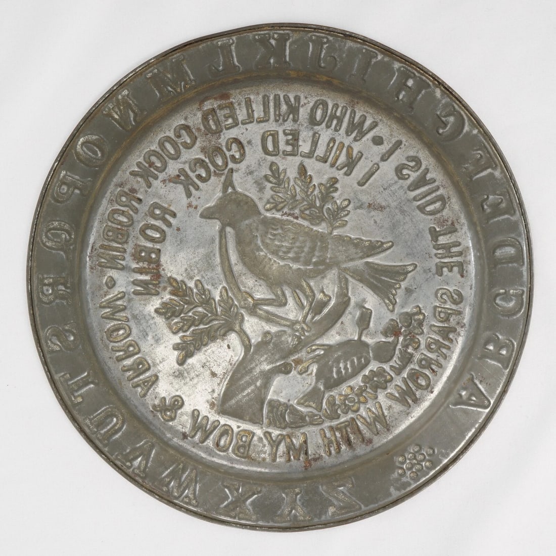 19th C Child's Tin Alphabet Plate - 3