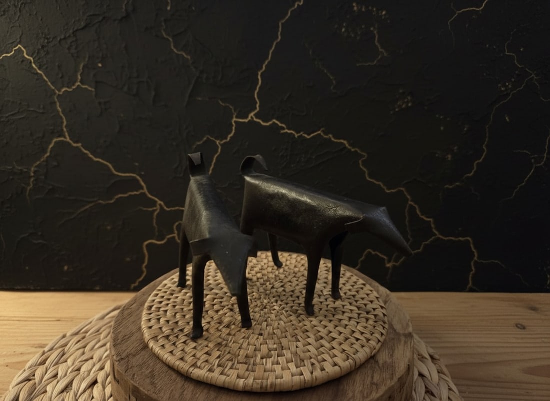 Handcrafted Metal Cow Sculptures Set Modern Farmhouse Studio Art Decor 2pcs - 2