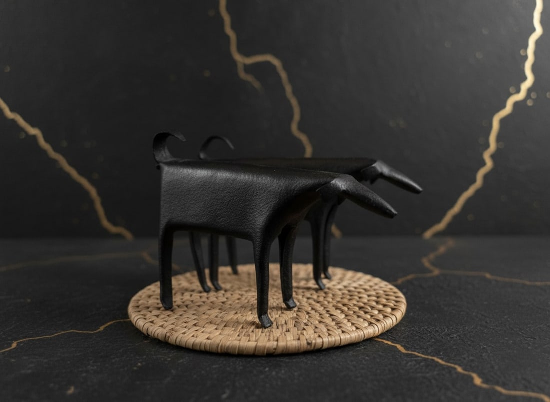 Handcrafted Metal Cow Sculptures Set Modern Farmhouse Studio Art Decor 2pcs - 9