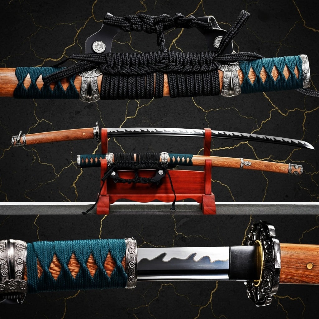 Handmade T10 Steel Samurai Katana Rosewood Scabbard Functional Sword: Title:Handmade T10 Steel Samurai Katana Rosewood Scabbard Functional Sword Description:This functional katana is expertly crafted using traditional sword-casting techniques originating from Longquan, 