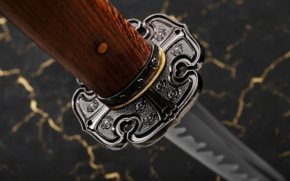 Handmade T10 Steel Samurai Katana Rosewood Scabbard Functional Sword - 9