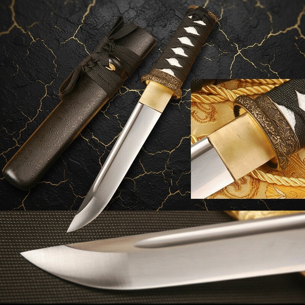 16'' Hand-Forged Tactical Tanto Blade Sharp Carbon Steel Samurai Knife: Title:16'' Hand-Forged Tactical Tanto Blade Sharp Carbon Steel Samurai Knife Description:This handmade Japanese - style katana tant? features a traditional design inspired by the chrysanthemum, a