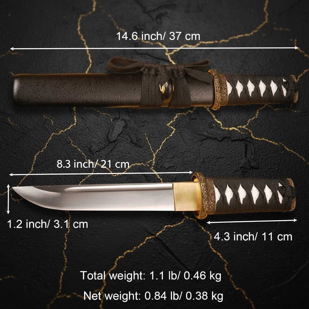 16'' Hand-Forged Tactical Tanto Blade Sharp Carbon Steel Samurai Knife - 2