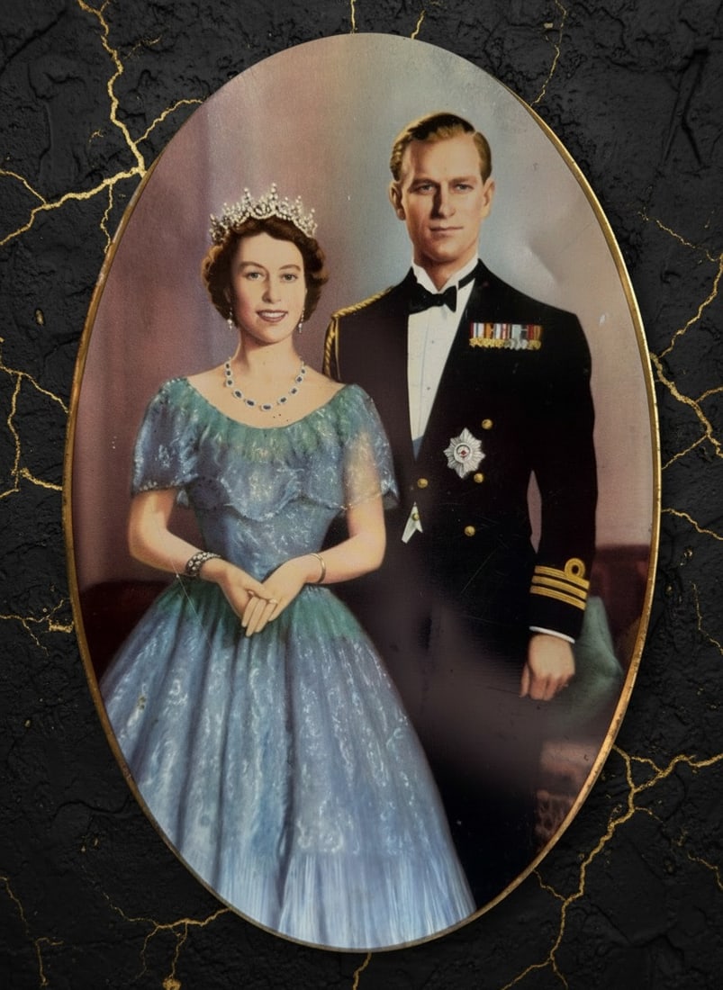1953 Royal Coronation Biscuit Tin, Queen Elizabeth and Prince Philip Decor (1 of 8)