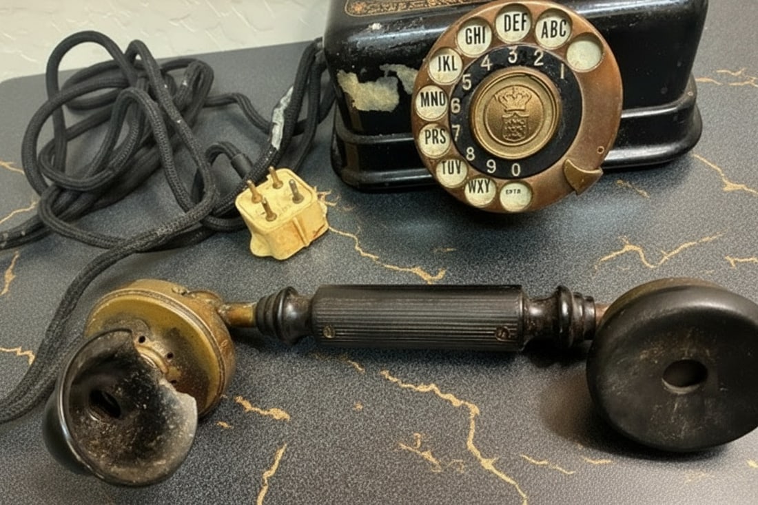 Vintage 1897 Style Wall Telephone Wood Metal Danish Model Phone Decor - 2