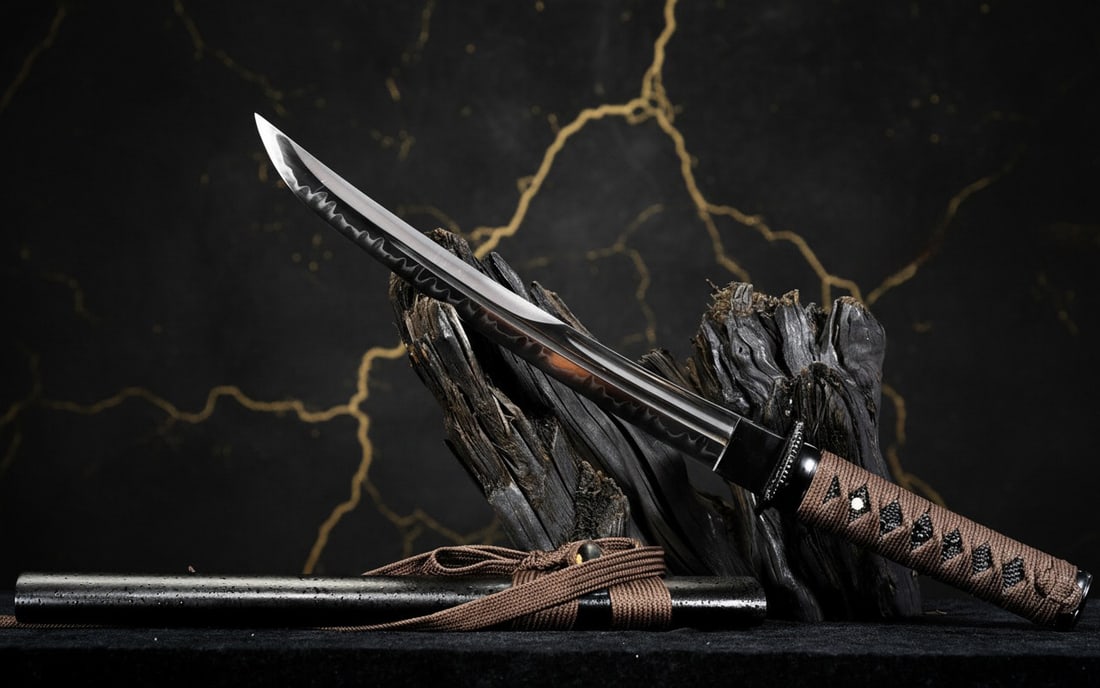 20" Hand Forged T10 Steel Tanto Sharp Japanese Samurai Mini Short Sword - 2