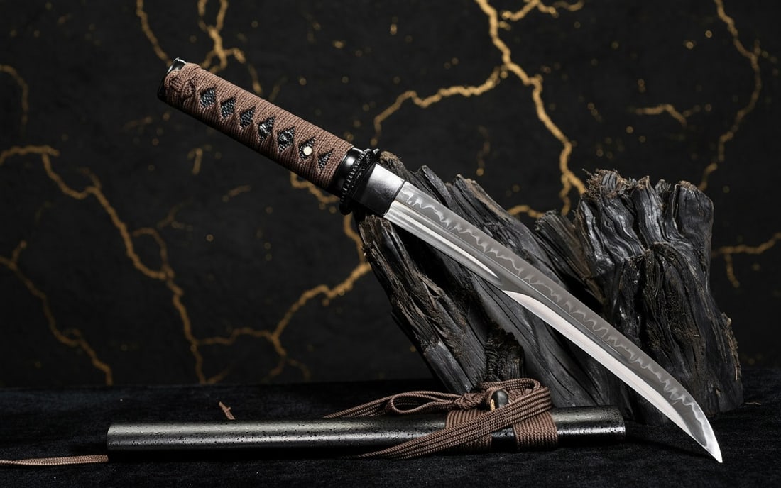 20" Hand Forged T10 Steel Tanto Sharp Japanese Samurai Mini Short Sword - 3