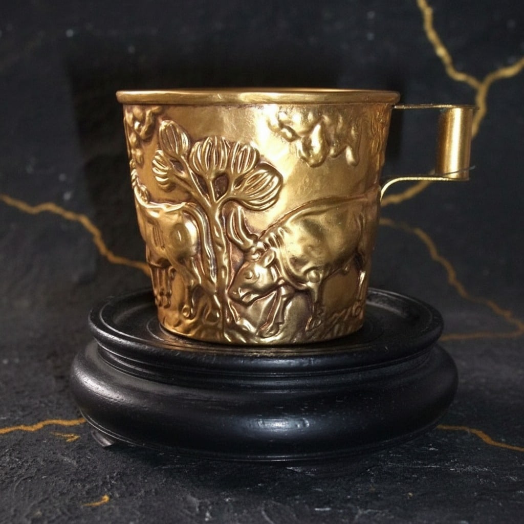 Handmade Greek Vapheio Style Cup Antique Finish Metal Drinking Vessel - 2