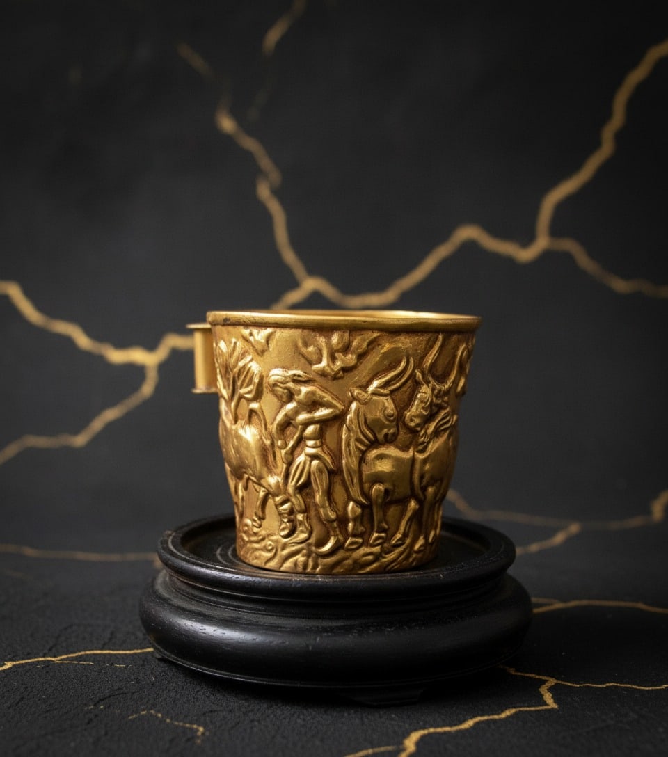 Handmade Greek Vapheio Style Cup Antique Finish Metal Drinking Vessel - 3