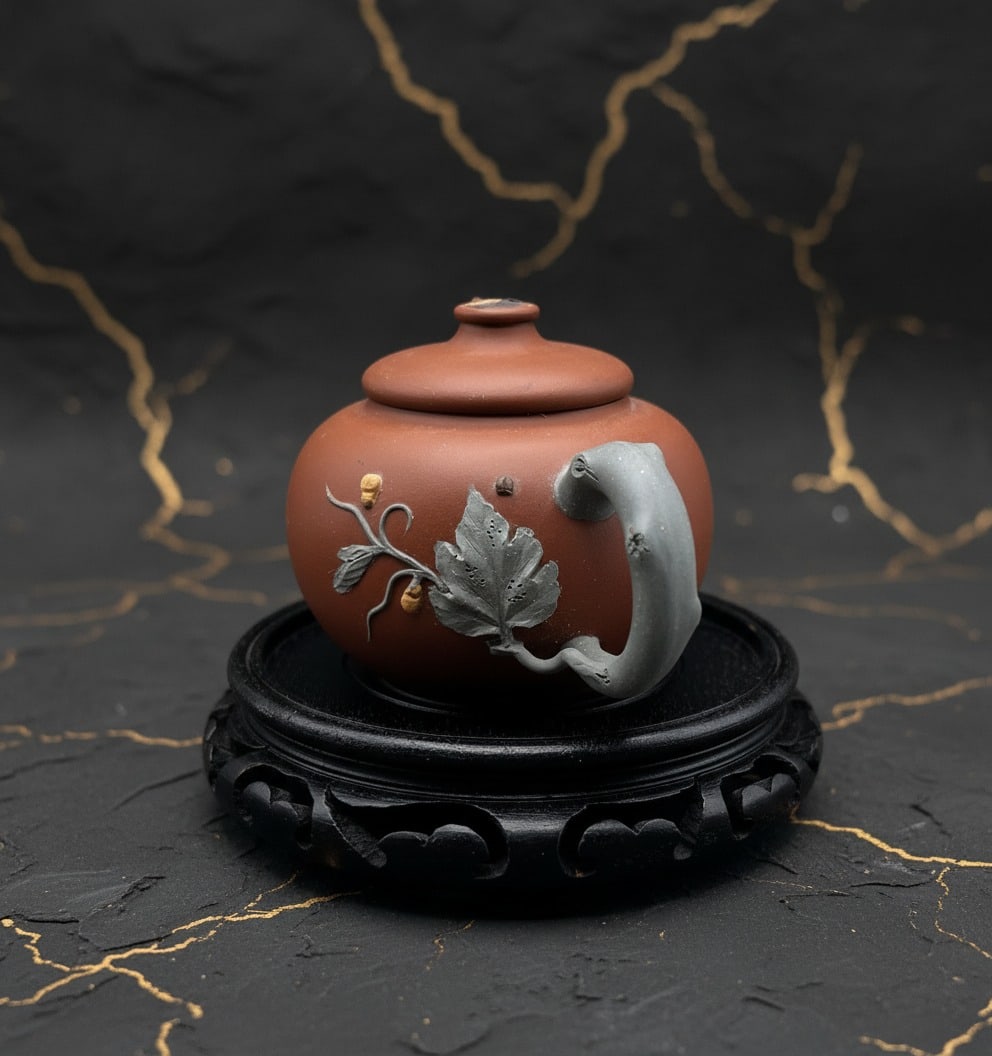 Handcrafted Yixing Zisha Clay Teapot Purple Sand Chinese Vintage 530ml - 2
