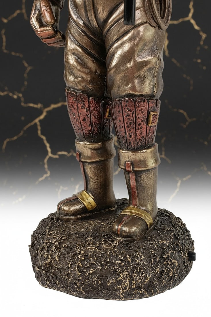 Vintage Industrial Deep Sea Diver Helmet Statue LED Bronze Effect Figurine - 5