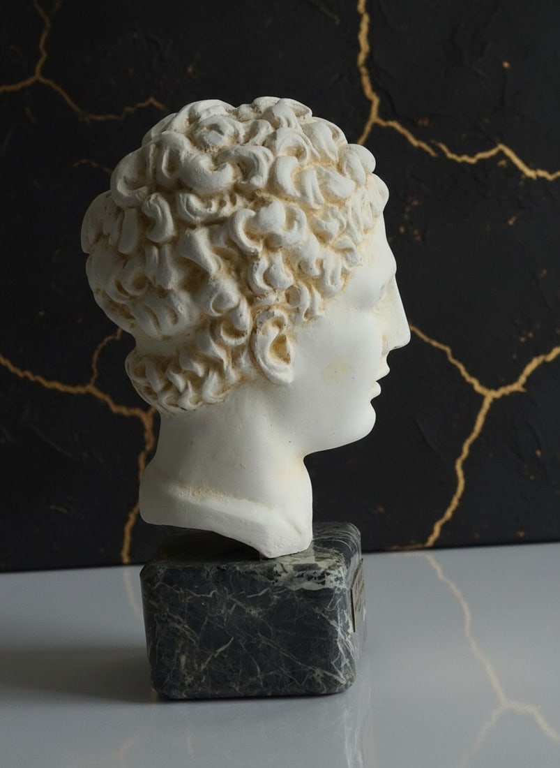 5?? Classical Greek Hermes Sculpture Bust Figurine Alabaster Statue Art Piece - 3