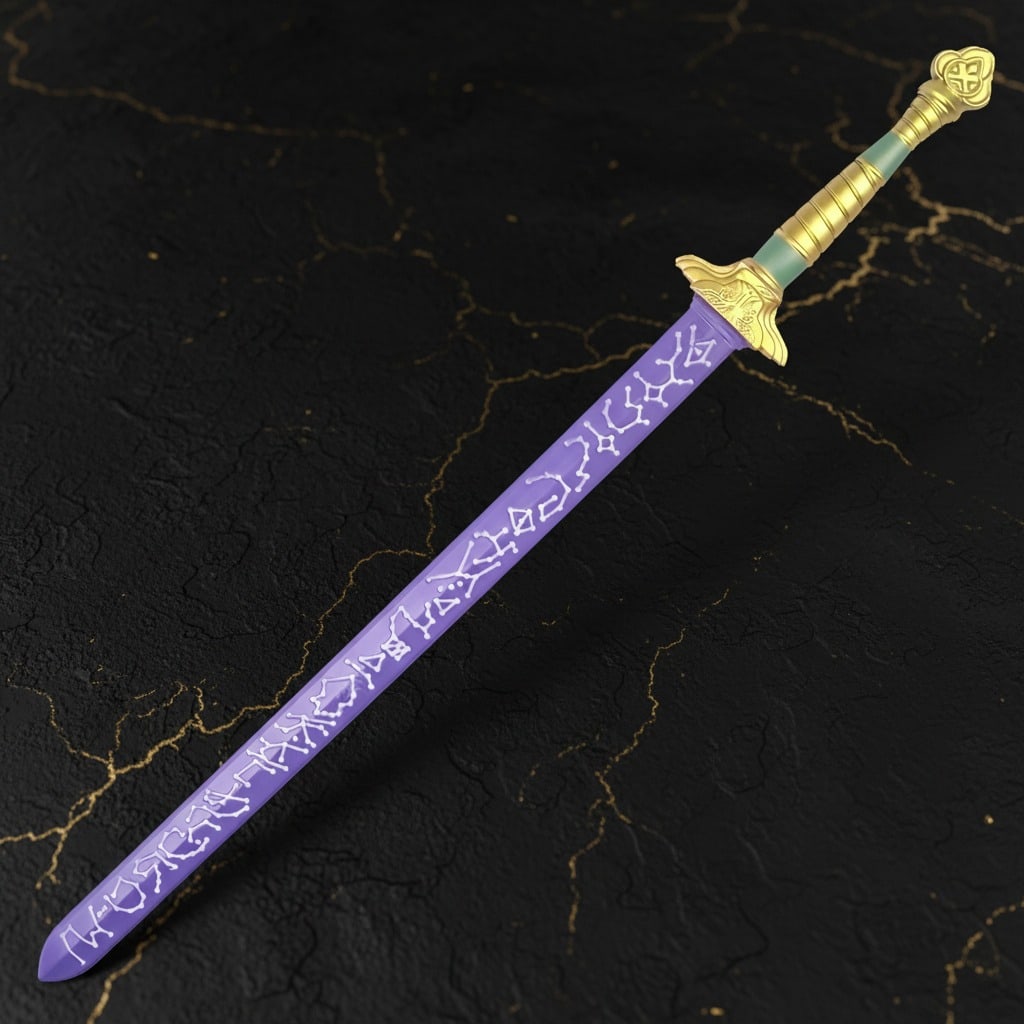 Purple Foam Blade Weapon Accessory for K-Pop Demon Hunter Cosplay Prop: Title:Purple Foam Blade Weapon Accessory for K-Pop Demon Hunter Cosplay Prop Description:This small purple K?pop–inspired foam sword brings vibrant, stylized energy to your cosplay or display setup.
